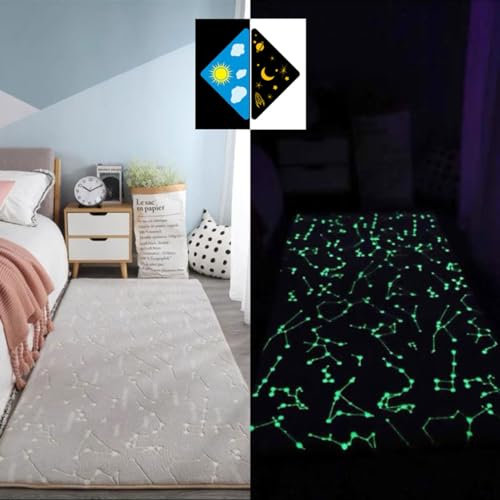 Single tree forest Im Dunkeln leuchtender Nachttisch Teppich für Kinderzimmer, Heimdekoration, waschbarer Spielteppich, Krabbelmatte-Gray Constellation-60 * 200cm