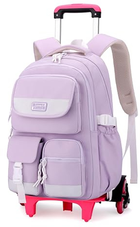 Rolling Backpack for Girls School Backpack with Wheels Boys Trolley Bag Wheeled Bookbag Kids Carry On Luggage
