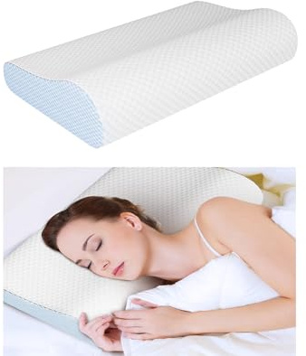 Oreiller en mousse à mémoire de forme pour soulager les douleurs au cou et aux épaules, coussin orthopédique ergonomique pour les personnes dormant sur le côté et le dos, 61 x 35 cm