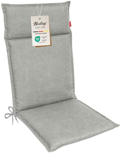 Herlag Gartenstuhlauflage Bea Hochlehner 120x50x4,5cm | Wasserabweisende Gartenmöbelauflage Fleckschutz - Bequeme Camping Sitzauflagen - Pflegeleichte Easy-Line - Öko Tex 100-1 Polster - Silbergrau