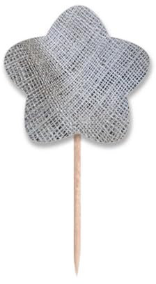 Palillos de dientes de tela de lino gris, con etiqueta de estrella, palillos para cupcakes