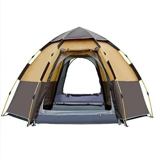 Campingtält, 6-personers tält for camping, familjetält, stora tält, pop up-tält, utomhustält, lätta pop up-tält(Color:Brown)