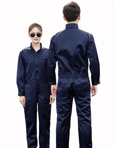 GSJDKN Tuta da Lavoro Multitasche da Uomo Tuta Intera Meccanico da Lavoro con Zip Doppio Uomo Tuta Lavoro con Elastica in Vita (Dark Blue, 4XL)