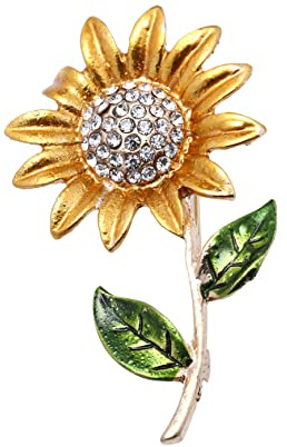WRITWAA Sonnenblumenbrosche für Damen und Mädchen als Modisches Kleidungszubehör Elegante Gelbe Strass aus Legierung Geeignet für Party und Fotoshooting