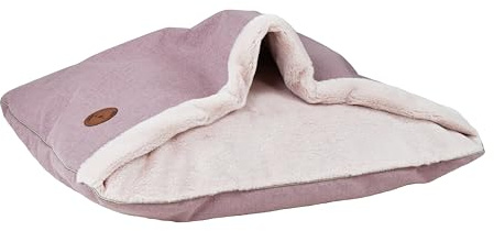 BORN2REST Hundebett Mittelgroße Hunde, Hundebett Kleine Hunde, Hundebett Flauschig Katzenbett Haustierbett mit Kapuze, Rutschfestes Hundebett Waschbar Lauren Design NEL (Rosa, XL (100 x 80 cm))