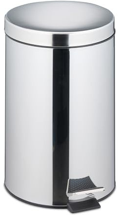 Relaxdays Pattumiera Cucina, Cestino Rifiuti 20 L, Pedale e Cestello Interno Rimovibile, Cesto Acciaio Inox, Argentato, HLP: 45x29x36 cm