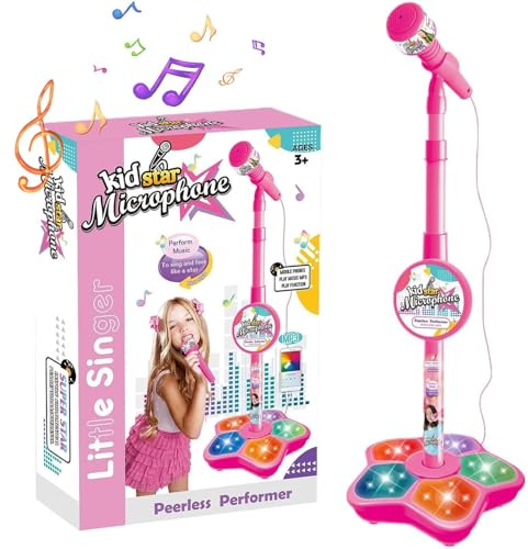 Mikrofon Kinder mit Ständer, Karaoke Maschine Mädchenmikrofon Microphone