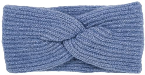 styleBREAKER Damen Strick Stirnband Rippenmuster Twist Knoten, Jeansblau | 22 cm elastische Bundweite (dehnbar für 51-58 cm Kopfumfang), 11 cm breit. Wärmender Ohrenwärmer, Mützen-Ersatz für Winter.
