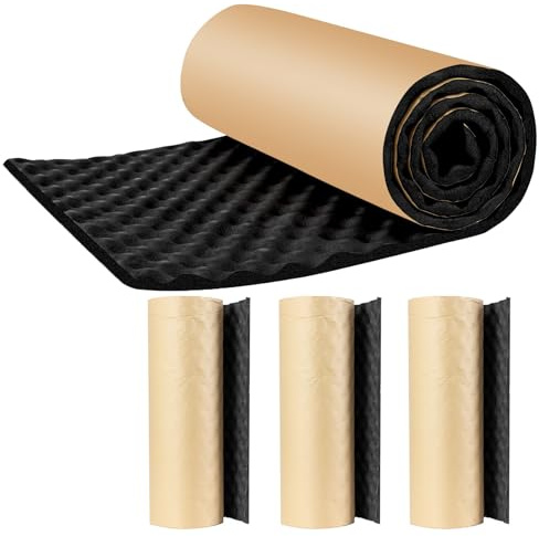 Pamatio 20 mm Insulation Mat, 4 Roll Auto Self-Adhesive Sound-proofing Foam Mat, Car Sound Insulation Deadener, Noise Acoustic Dampening, Moisture Proof Waterproof, 2 m x 50 cm
