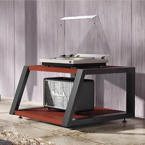YQMHEZ 2/3/4-stufiges HiFi Rack, offener Audio Rack HiFi Regal, CD-Medienständer, Phonoschrank-Stereoschrank, bodenstehendes Aufbewahrungsregal for Zuhause/Büro/Theater(Teak,23.6x20.4x13)