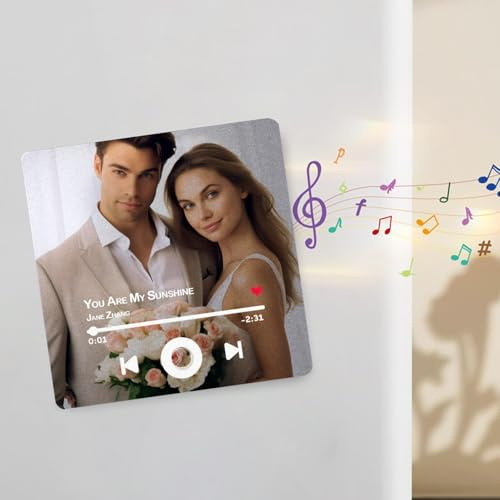 Personalisierter Kühlschrankmagnet mit Musik, Kühlschrank Magnet mit musikund Foto, Album Musik Kühlschrankmagnet, Selbst Gestalten Können Lieder Spielen für Paare Valentinstag Geburtstag (Stil A)