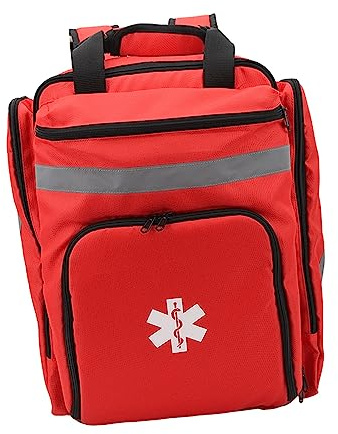 RiToEasysports Grand Sac d'urgence, Sac de Survie Extérieur Vide de Grande capacité, de Pompier Rouge avec Bande Réfléchissante, de Premiers Secours, à Dos Médical d'urgence avec