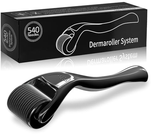 Derma Roller 540 Stainless Steel Black Microneedling Roller Facial Skin Care Home Use for Face Beauty Massage Tools