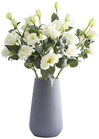 KWMAEEUID Künstliche Blume mit Topf, Orchidee, künstliche Platycodon-Blumen mit Keramikvase, künstliche Blumen mit Vase, künstliche Platycodon-Blumenarrangements für Zuhause