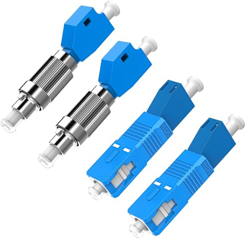 Duttek 2PC FC Male to LC Female Single Mode Adapter and 2PC SC to LC Adapter Single Mode 9/125um SM Hybrid Optical Fiber Convertor for Optical Power Meter, Digital Communication - 4 Pack
