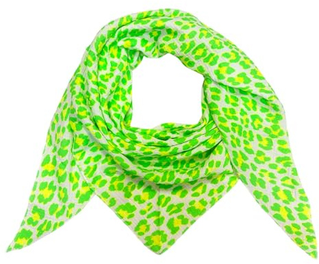 Leopard Dreieck Schal aus 100% Baumwolle Frühling Unisex Uni Fashion Stola Tuch Übergangszeit Italy Sommer Strickschal Strick Tuch Leo