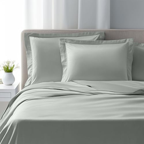 domus&trend - Completo Letto Matrimoniale KingSize con Lenzuola Matrimoniali Cotone Percalle 270x300 + 1 Lenzuolo con Angoli Coprimaterasso Sotto 200x200x30 + 2 Federe Cuscino Letto 50x80 (Verde)