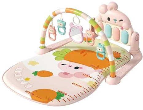 Missmisq Gimnasio Piano Bebe, Gimansio De Actividades Musical para Bebés, Alfombra Gimnasio para Bebés con Piano, Tapete De Actividades con Música Y Luces, Manta De Juegos Plegable