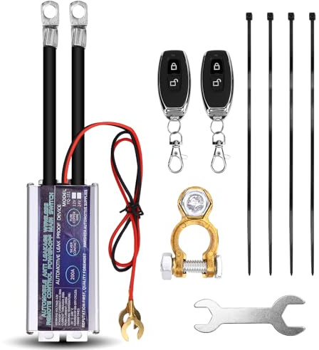 Interruttore di Stacca Batteria 12V, 200A Stacca Batteria per Auto con Telecomando, Staccabatteria Antifurto con Involucro in Lega di Alluminio per auto, camion, barca,