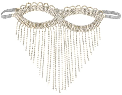 CABODYALS 1 chaîne de Visage en Strass Doré Bijoux Scintillants en Cristal Voile à Franges en Alliage pour Femmes Déguisement D'Halloween Été Plage Fête Accessoires de Décoration Cadeaux à Faire Soi M
