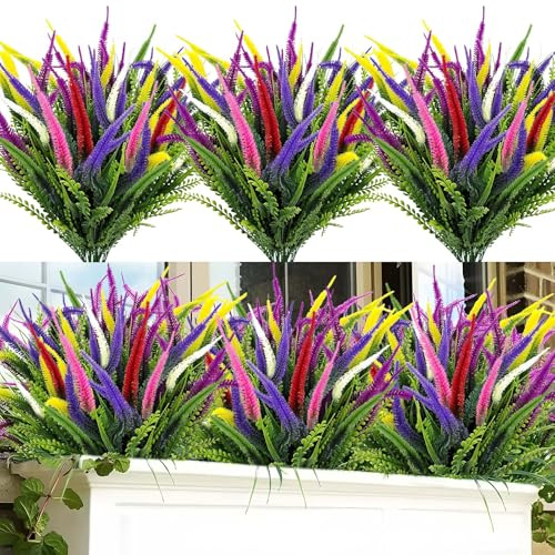 10 Bündel Künstliche Blumen für Draußen, Künstliche Balkonpflanzen wie Echt Wetterfest Kunstblumen für Draußen, UV-beständige Outdoor Kunstpflanzen Plastikblumen für Draußen Balkon Balkonkasten Garten