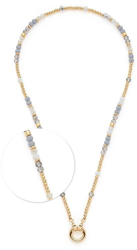 JEWELS BY LEONARDO Halskette Clip & Mix Bernie • Hals-Schmuck aus goldfarbenem Edelstahl • Glasschliffperlen in Weiß- und Grautönen • 42-43,3 cm Länge • Schmuck Geschenk für Frauen • 025573