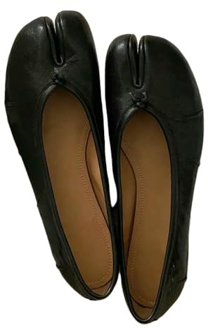 SLJYM - Zapatos planos de ballet Tabi de piel suave para mujer, cómodos, para caminar, informales, para niñas, zapatos de baile, Black, 37.5 EU