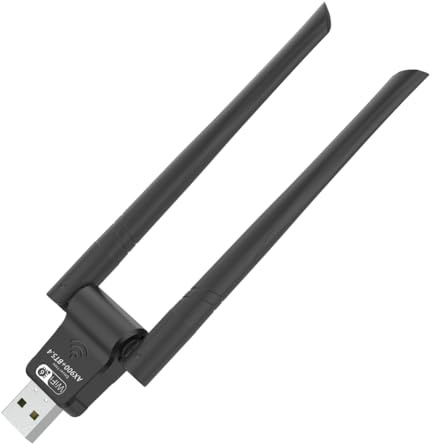 Bt5.4 WiFi 6 LAN Tarjeta Dual Banda 2.4G y 5G Transmisor de Receptor de Red Externo con Antena 2in1 Adaptador WiFi USB para la computadora portátil de Escritorio de PC