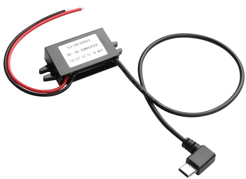 JSADZKJ DC 12V/24V to 5V USB C Step Down Converter Power Adapter,3A 15W Type-C Right Angle Buck Module Step Down Voltage Regulator Power Converter Adapter with LCD TV,LED;Interphone(90Degree)