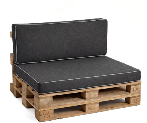Gutekissen® Europalettenkissen Möbel, Gartenkissen, Rattan, Sitzauflage, Rückenauflage P (Anthrazit, Rückenlehne 120x40)