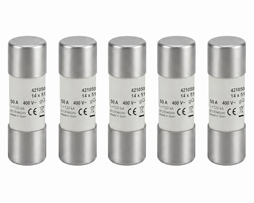 WEBMATEL Fusible de Tubo Cerámico Cilíndrico 14 * 51mm - Pack de 5 Unidades - 40A - 500VAC - Tipo gG