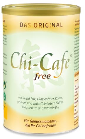 Chi-Cafe gratis 250 g burk I dryckespulver med grönt och koffeinerat kaffe, rishisvamp, kostfibrer, kokos, magnesium och vitamin B12 I veganskt I 50 koppar
