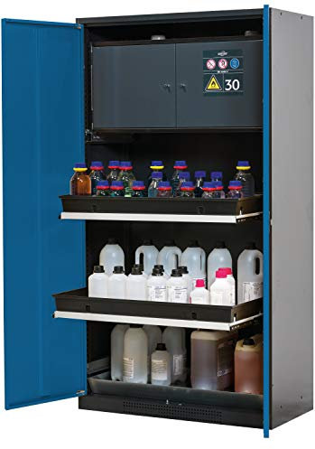 ASECOS Chemikalienschrank CS (F) RAL 7016/RAL 5010 3xTA zur Lagerung von Nicht entzündbaren Gefahrstoffen in Arbeitsräumen