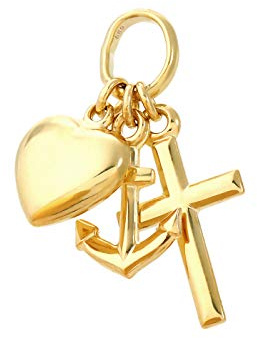 NKlaus 11mm Glaube Liebe Hoffnung aus 925 Sterlin Silber oder 333,585 Gelb Gold und 333 Weiß Gold Kettenanhänger