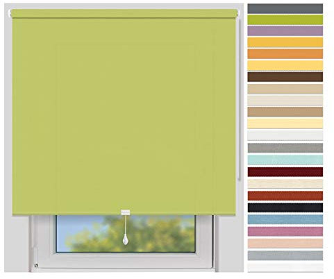 EFIXS Sichtschutzrollo Mittelzug Medium - Rollos nach Maß - 25 mm - Stoffbreite bis 180 cm, Höhe bis 240 cm - Hier: bis 160 cm x 190 cm (BxH) - grün (10529) - lichtdurchlässig, Springrollo
