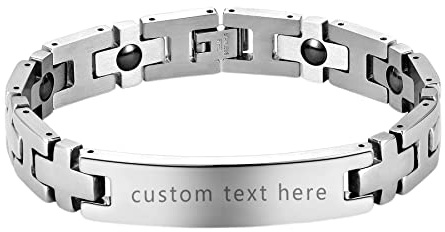 JewelryWe Smycken par magnetarmband med gravyr, högglanspolerat rostfritt stål magnet partnerarmband kors I länkarmband par armband kärlek vänskapsarmband gåva för män kvinnor silver, magnetsten