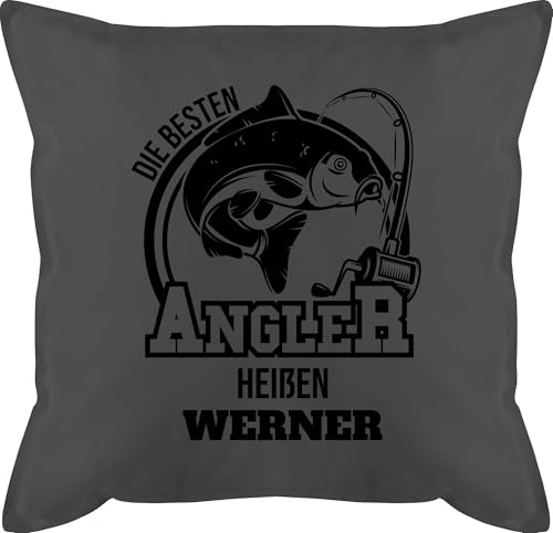 Kissen 50x50 - Angeln - Angler Geschenk - 50 x 50 cm - Grau - Angel angelfan fischen carp kopfkissen Fishing Kissen￼ Fisch Karpfen Name Geschenke für angelzubehör heißen Fischer besten