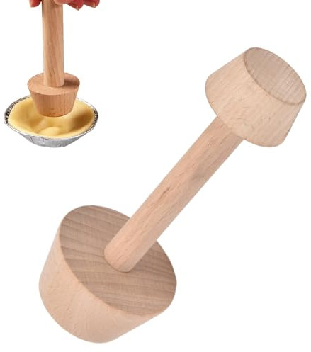 Tissting Teigstampfer Krautstampfer 14cm Holz Tortenstampfer mit Ø 4cm 6cm Doppelter Stampfscheiben, Törtchen Stößel Teig Stampfer Törtchenform für Torten Muffins Sauerkraut