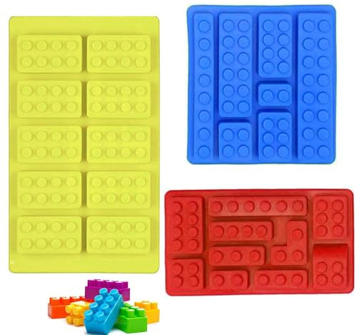 RUUKON Building Blocks Silicone Chocolate Mould, Ice Cube Trays, Candy Jelly Mould for Cake Cupcake Decorations, Non-Stick Blocks Fondant Icing Molds