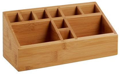 SPRINTIS Schreibtisch Organizer Holz, Stiftehalter aus Bambus mit 10 Fächern, eignet sich als Stiftebox für den Bürotisch oder Zuhause