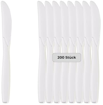 LINARIO® Mehrwegmesser aus Maisstärke - umweltfreundliche und nachhaltige Messer - 18cm - 200 Stück (8x25)