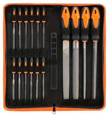 SdaryWare Cinceles, 18 Piezas de limas y escofinas para Metal, Madera, plástico, etc. Juego de Herramientas de limado de Metal de Calidad con Estuche: 4 Piezas de limas Planas/tria