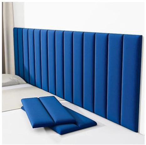 Upholstered Wall Panels Self-Adhesive Wall Stickers, Anti-Collision Headboard Decoration Padding for Playroom Bedroom(Dark Blue,70x23cm-20pcs)