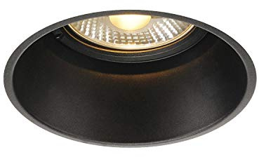 SLV LED Einbaustrahler HORN-T, schwarz, rund | Dimmbare Decken-Lampe zur Beleuchtung innen | LED Spot, Fluter, Deckenstrahler, Deckenleuchte, Einbau-Leuchte | 1-flammig, GU10 QPAR111