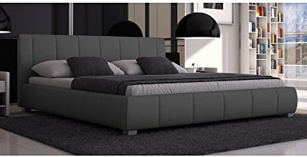Sedex Luna Doppelbett 180x200 Designerbett Polsterbett Ehebett Bett Kunstleder Grau