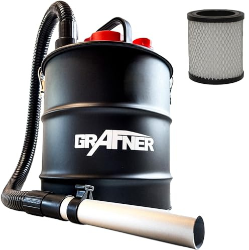 Grafner Aschesauger 20 Liter 1200 Watt mit HEPA-Filter und Saug- und Blasfunktion Kaminsauger Grillsauger Pelletsauger HEPA Feinfilter