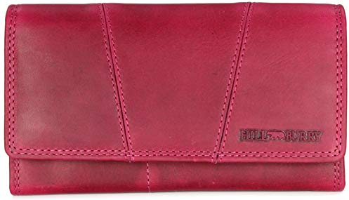 Belli Vintage Leder Damen Geldbörse Portemonnaie Geldbeutel Portmonee aus weichem Leder mit RFID in pink - 17,5x10x3cm (B x H x T)