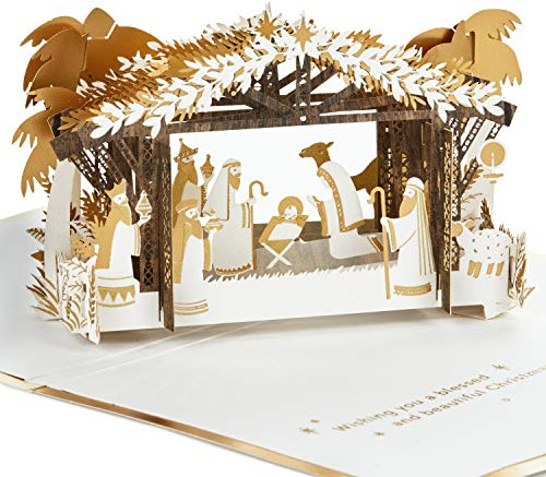 Hallmark Signature Paper Wonder Religious Pop Up Christmas Card (Nativity)