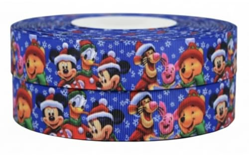 Blaues Cartoon-Freundeband, 2 m x 22 mm breit, Weihnachts-Kuchenband, Geschenkband, Dekorationsideen für Geschenkschleifen, Topper oder Geschenktüten, Box-Ballonschnur, Karten, Kunsthandwerk