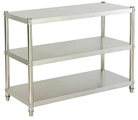 Kökshylla kryddhylla 3 hyllor 80 x 80 x 40 cm rostfritt stål hylla gastronomi mikrovågshållare rostfritt stål hylla tung hylla